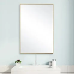 Framed Mirrors-Kirkland's Home Simple Frame Rectangle Wall Mirror Gold