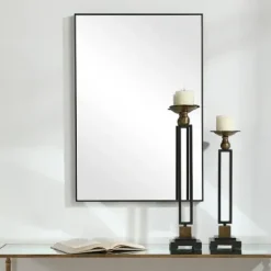 Framed Mirrors-Kirkland's Home Simple Frame Rectangle Wall Mirror Black
