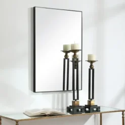 Framed Mirrors-Kirkland's Home Simple Frame Rectangle Wall Mirror Black