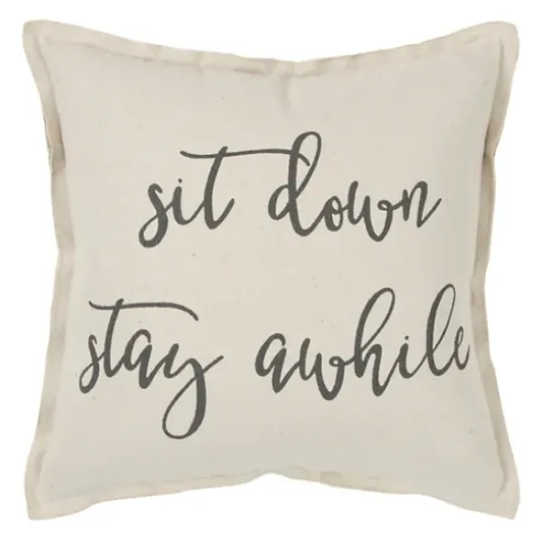 Pillows-Kirkland's Home Sit Down Stay Awhile Accent Pillow Tan/Black
