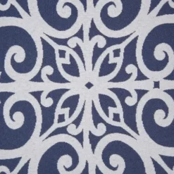 Accent Chairs-Kirkland's Home Sky Blue Fretwork Upholstered High Back Recliner Blue/White