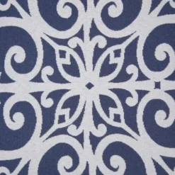 Accent Chairs-Kirkland's Home Sky Blue Fretwork Upholstered High Back Recliner Blue/White