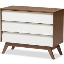 Dressers & Chests-Kirkland's Home Slant Midcentury Two-Tone Chest Brown/White