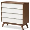 Dressers & Chests-Kirkland's Home Slant Two-Tone Walnut 4-Drawer Chest