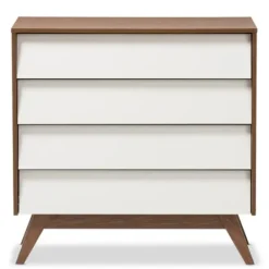 Dressers & Chests-Kirkland's Home Slant Two-Tone Walnut 4-Drawer Chest