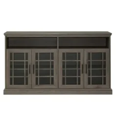 Tv Stands & Media Consoles-Kirkland's Home Slate Glass Door Classic Tv Stand Gray