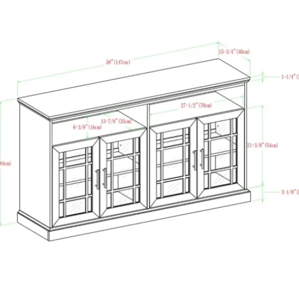 Tv Stands & Media Consoles-Kirkland's Home Slate Glass Door Classic Tv Stand Gray