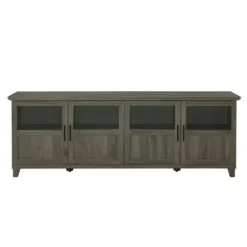Tv Stands & Media Consoles-Kirkland's Home Slate Glass Paneled Door Tv Stand Gray