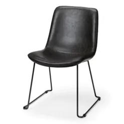 Dining Chairs-Kirkland's Home Slate Vegan Leather Bucket Dining Chairs, Set Of 2 Black