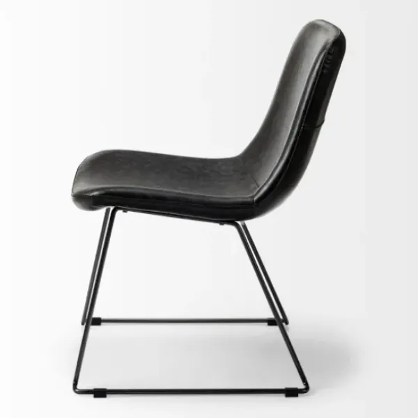 Dining Chairs-Kirkland's Home Slate Vegan Leather Bucket Dining Chairs, Set Of 2 Black