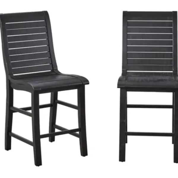 Bar Stools & Counter Height Stools-Kirkland's Home Slatted Counter Stools, Set Of 2 Black