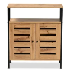 Entryway Furniture-Kirkland's Home Slatted Oak Wood Cabinet