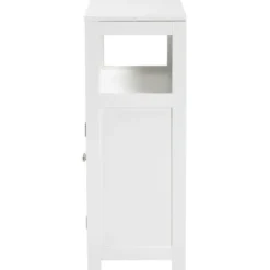 Bathroom Furniture-Kirkland's Home Slatted Wood Bathroom Cabinet White