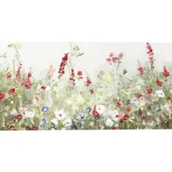 Canvas Art-Kirkland's Home Sleepy Spring Meadow Canvas Art Print Green/White/Red