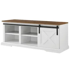 Entryway Furniture-Kirkland's Home Sliding Barn Door Bench White