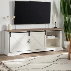 Tv Stands & Media Consoles-Kirkland's Home Sliding Barn Door Media Cabinet White
