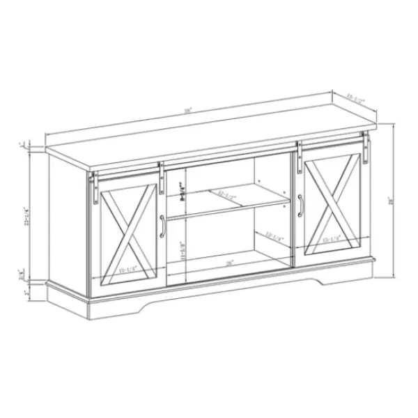 Tv Stands & Media Consoles-Kirkland's Home Sliding Barn Door Open Shelf White Tv Stand Ivory