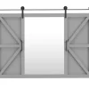 Decorative Mirrors-Kirkland's Home Sliding Barn Door Wall Mirror Gray