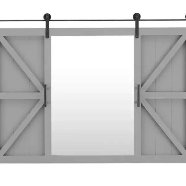 Decorative Mirrors-Kirkland's Home Sliding Barn Door Wall Mirror Gray