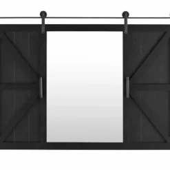 Decorative Mirrors-Kirkland's Home Sliding Barn Door Wall Mirror Black