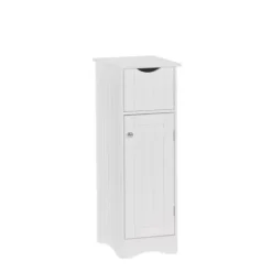 Bathroom Furniture-Kirkland's Home Slim Single Door Cabinet With Drawer White