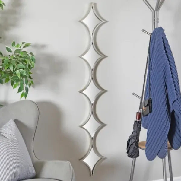 Decorative Mirrors-Kirkland's Home Slim Stacked Diamonds Wall Mirror Silver