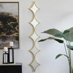 Decorative Mirrors-Kirkland's Home Slim Stacked Diamonds Wall Mirror Gold