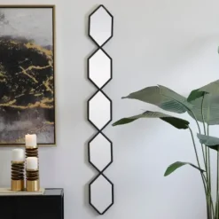 Decorative Mirrors-Kirkland's Home Slim Stacked Hexagons Wall Mirror Black
