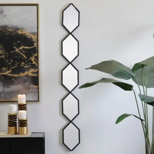 Decorative Mirrors-Kirkland's Home Slim Stacked Hexagons Wall Mirror Black