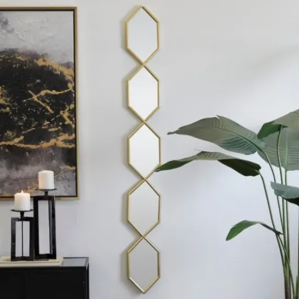 Decorative Mirrors-Kirkland's Home Slim Stacked Hexagons Wall Mirror Gold