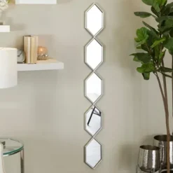 Decorative Mirrors-Kirkland's Home Slim Stacked Hexagons Wall Mirror Silver