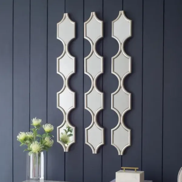 Decorative Mirrors-Kirkland's Home Slim Stacked Trellis Wall Mirror Silver