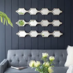 Decorative Mirrors-Kirkland's Home Slim Stacked Trellis Wall Mirror Silver