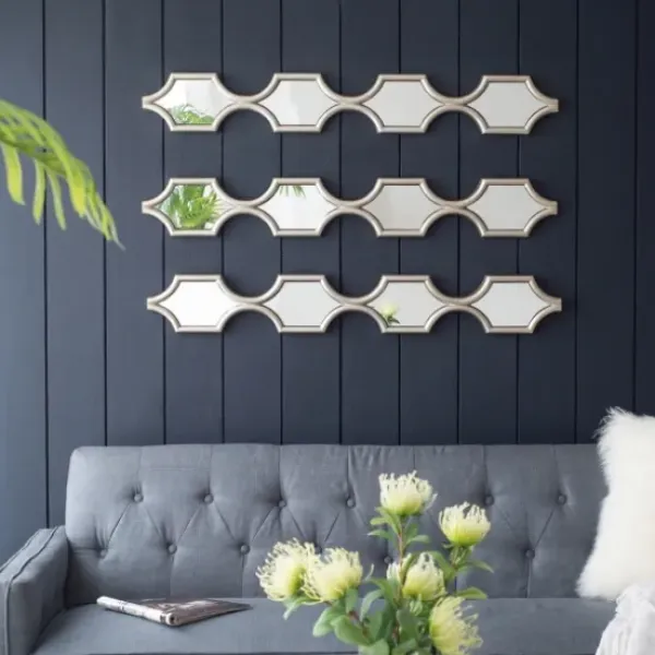 Decorative Mirrors-Kirkland's Home Slim Stacked Trellis Wall Mirror Silver