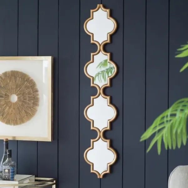 Decorative Mirrors-Kirkland's Home Slim Stacked Trellis Wall Mirror Gold
