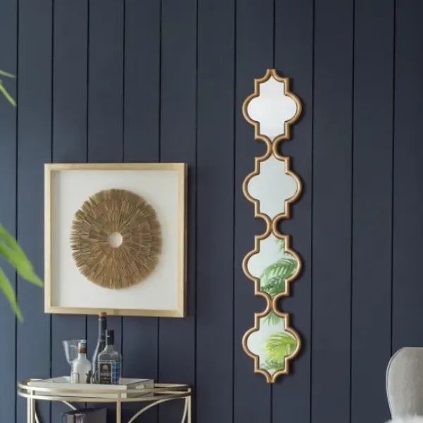 Decorative Mirrors-Kirkland's Home Slim Stacked Trellis Wall Mirror Gold