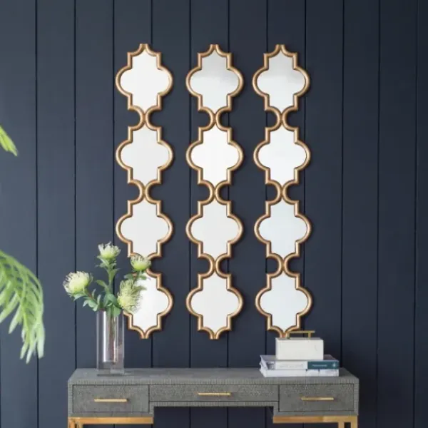 Decorative Mirrors-Kirkland's Home Slim Stacked Trellis Wall Mirror Gold