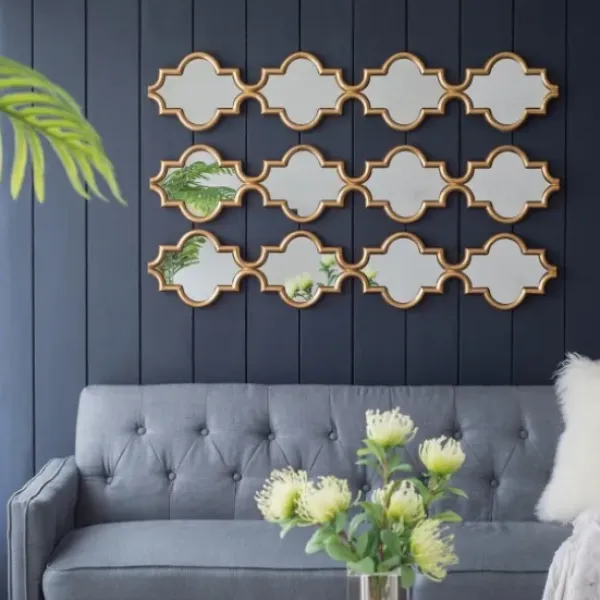 Decorative Mirrors-Kirkland's Home Slim Stacked Trellis Wall Mirror Gold