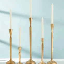 Candle Holders-Kirkland's Home Slim Taper Candle Holder, 8 In. Gold