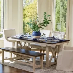 Dining Chairs-Kirkland's Home Slipcover Track Arm Dining Chair Ivory