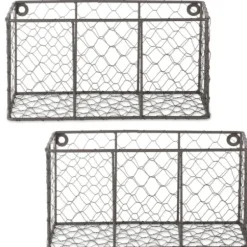 Wall Storage-Kirkland's Home Small Wall Hanging Chicken Wire Baskets, Set Of 2
