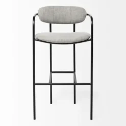 Bar Stools & Counter Height Stools-Kirkland's Home Smoke Arm Rest Upholstered Bar Stool Gray