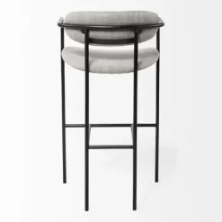 Bar Stools & Counter Height Stools-Kirkland's Home Smoke Arm Rest Upholstered Bar Stool Gray