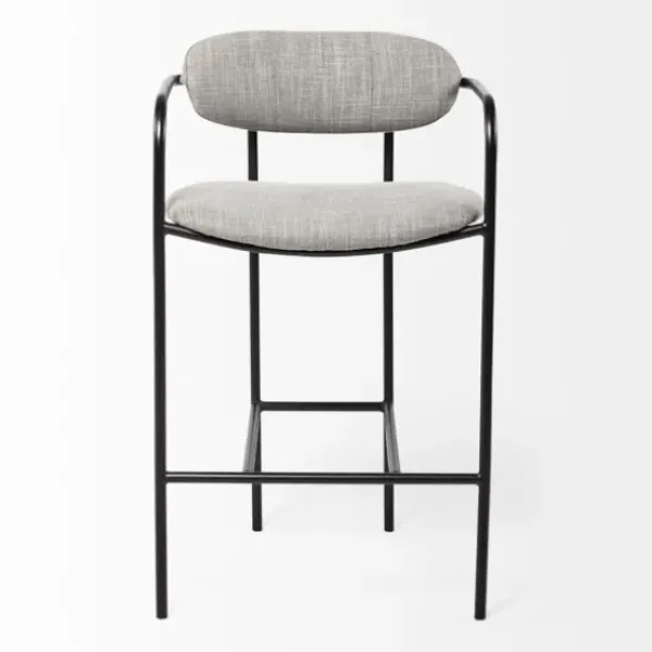 Bar Stools & Counter Height Stools-Kirkland's Home Smoke Arm Rest Upholstered Counter Stool Gray