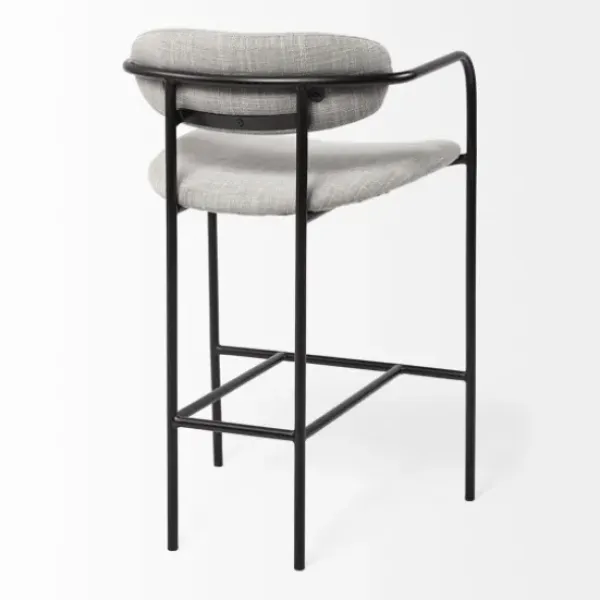 Bar Stools & Counter Height Stools-Kirkland's Home Smoke Arm Rest Upholstered Counter Stool Gray