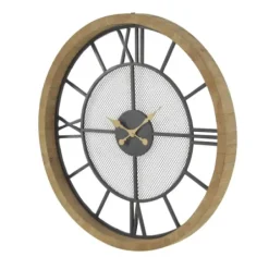 Clocks-Kirkland's Home Smoke Gray Vintage Matte Mesh Wall Clock