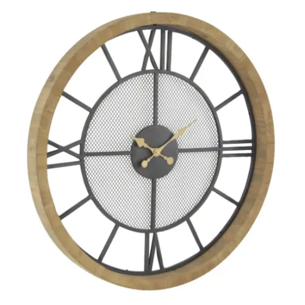Clocks-Kirkland's Home Smoke Gray Vintage Matte Mesh Wall Clock