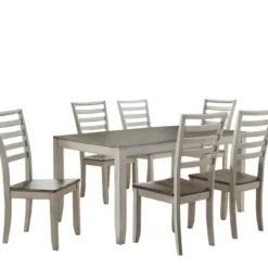 Dining Sets-Kirkland's Home Smoked Alabaster And Honey Wood 7-Pc. Dining Set Ivory/Brown