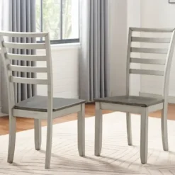 Dining Chairs-Kirkland's Home Smoked Honey And Alabaster Dining Chairs, Set Of 2 Ivory/Brown