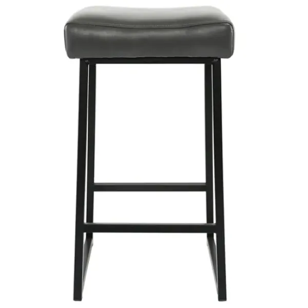 Bar Stools & Counter Height Stools-Kirkland's Home Smokey Vegan Leather Counter Stools, Set Of 2 Gray